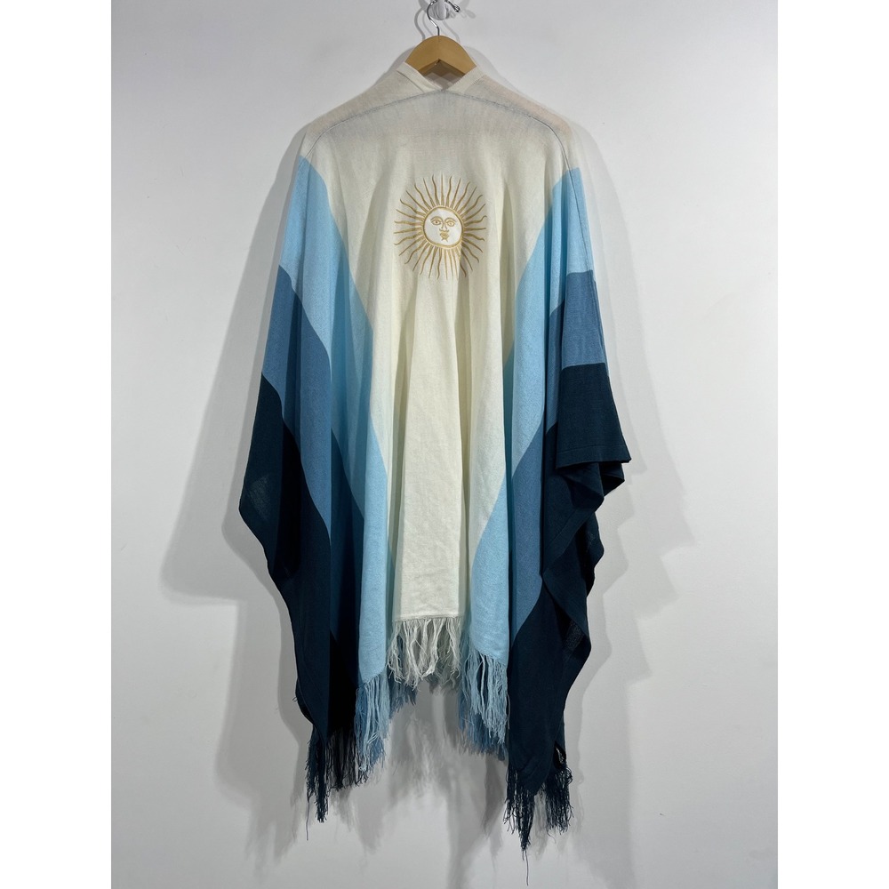 Women Celestial Whimsigoth Boho Colorblock Sun Embroidered Fringe Kimono Wrap OS
